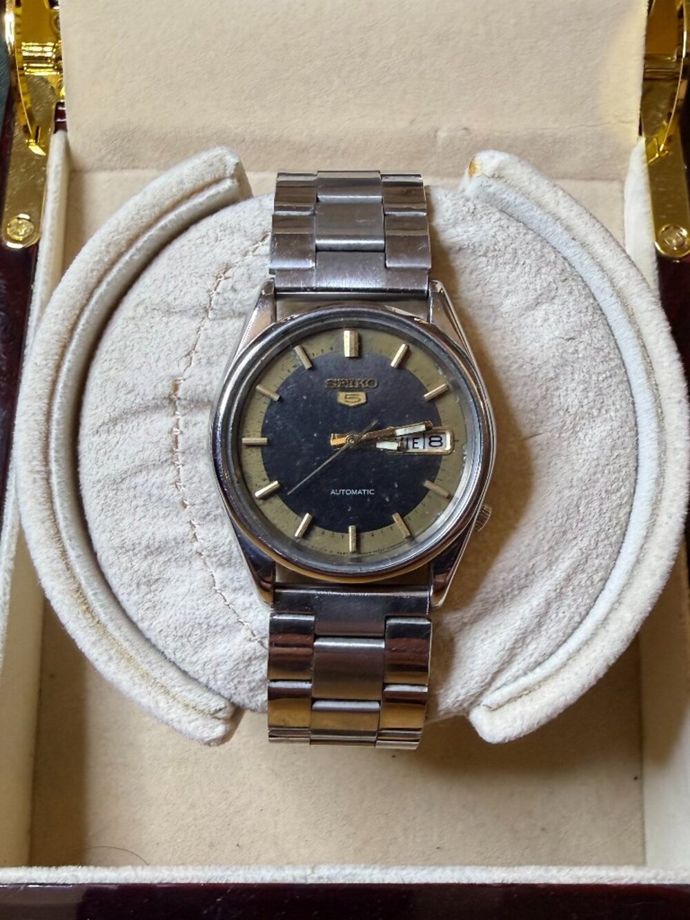 Vintage Seiko 5 Automatic Day-Date Men's Watch Black/Bronze/Silver, 36mm - READ